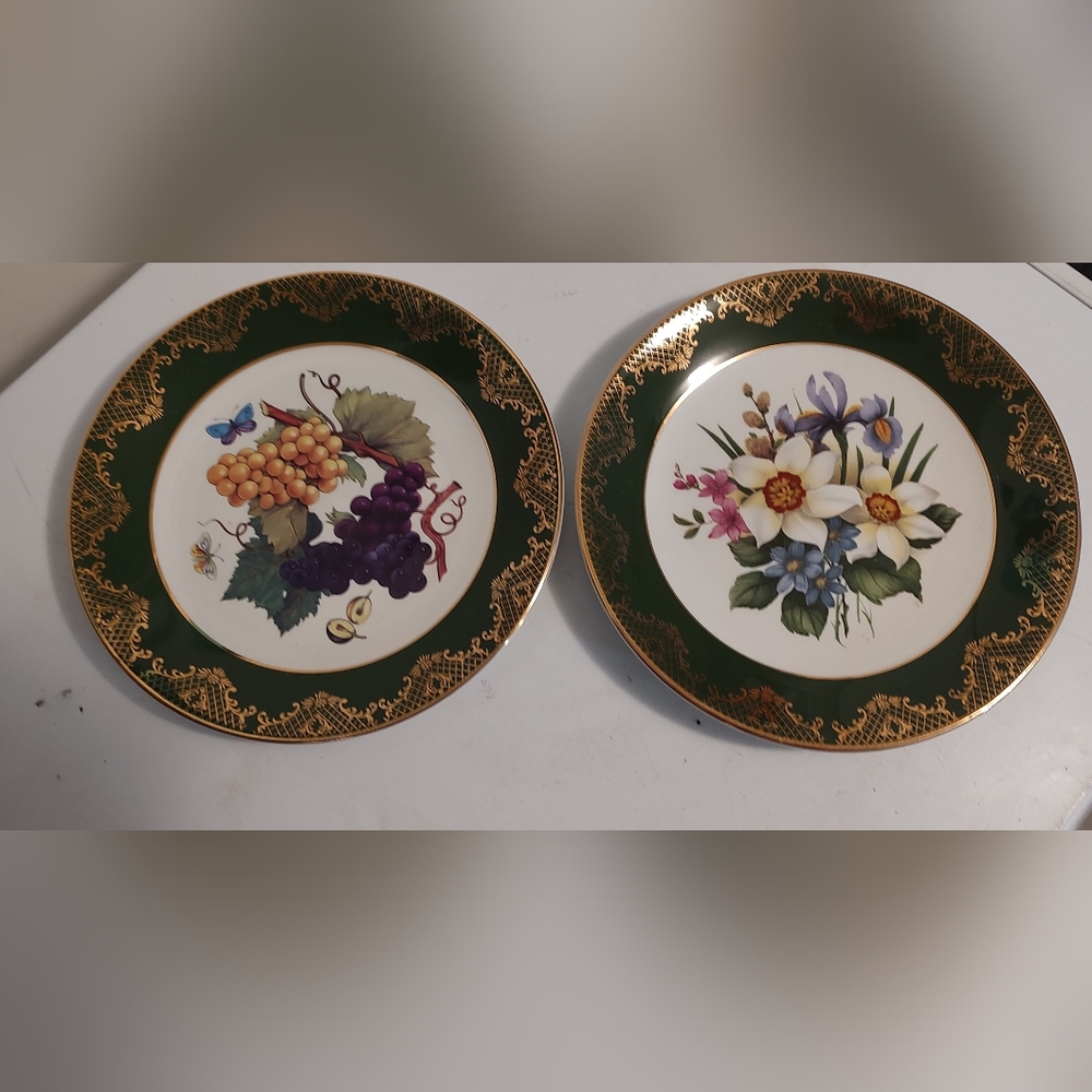 Vintage Elegant Floral and Grape Decorative Plates